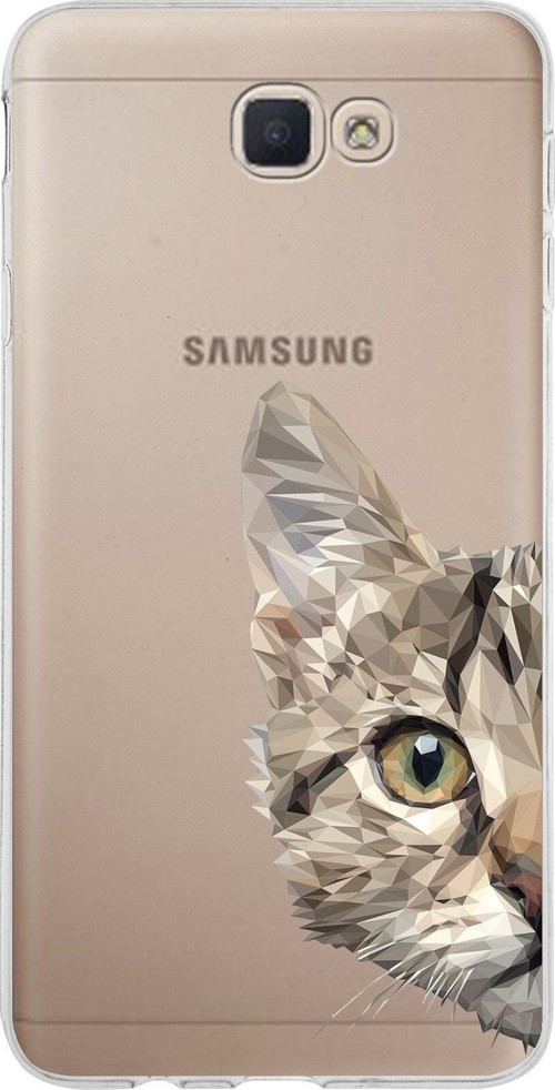 Samsung Galaxy J7 Prime 2 Kapak Catface Tasarımlı Şeffaf Silikon Kılıf