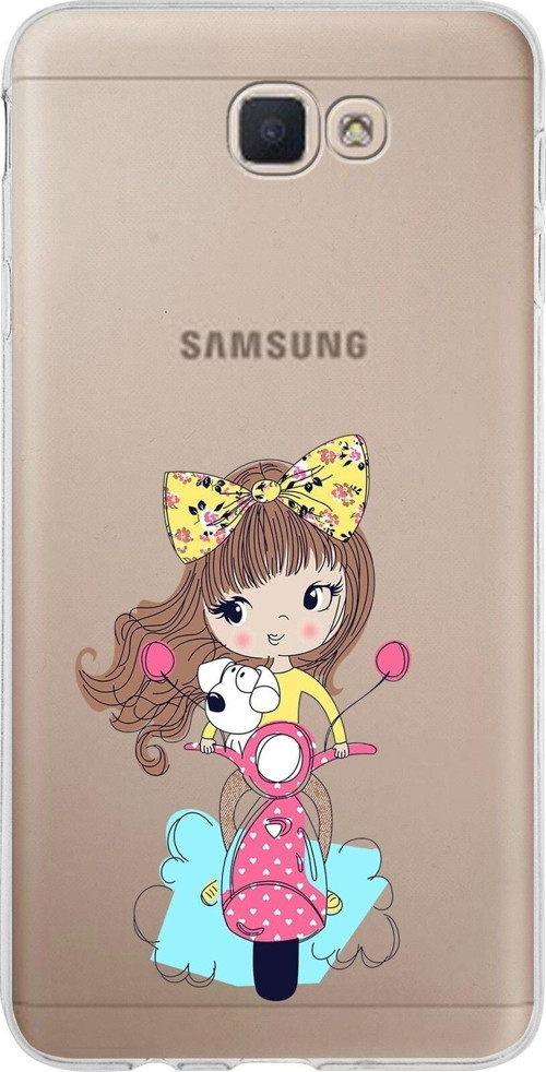 Samsung Galaxy J7 Prime 2 Kapak Vespagirl Tasarımlı Şeffaf Silikon Kılıf