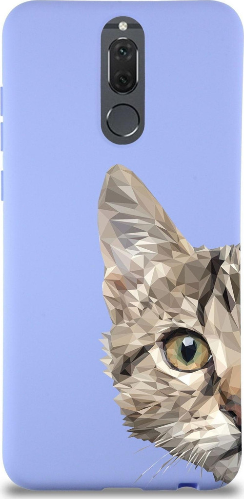 Huawei Mate 10 Lite Uyumlu Lansman Kılıf Catface Tasarımlı Içi Kadife Lila Kapak