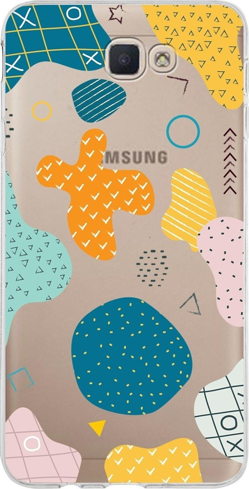 Samsung Galaxy J7 Prime 2 Kapak Geometrik Şekiller Tasarımlı Şeffaf Silikon Kılıf