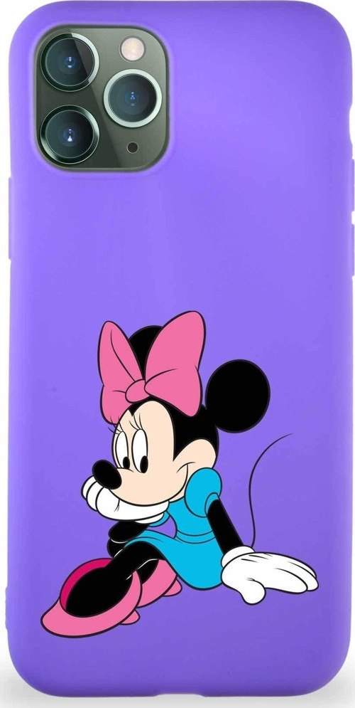 Apple Iphone 11 Pro Soft Premier Kapak Minnie Mouse-E Tasarımlı Silikon Kılıf - Mor