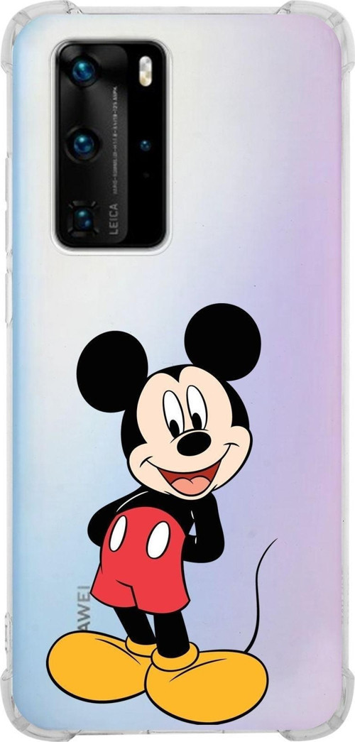 Huawei P40 Pro Köşe Korumalı Antişok Kapak Mickey Mouse Tasarımlı Şeffaf Kılıf
