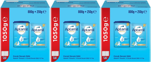 Nutrıcıa Aptamil Pronutra 800GR+250GR Toplam: 1050GR Devam Sütü No:4 (1 Yaş ve Üzeri) (3 Lü Set)