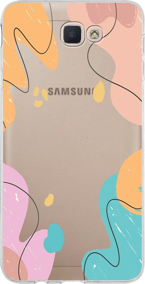 Samsung Galaxy J7 Prime 2 Kapak Karışık Renkler Tasarımlı Şeffaf Silikon Kılıf