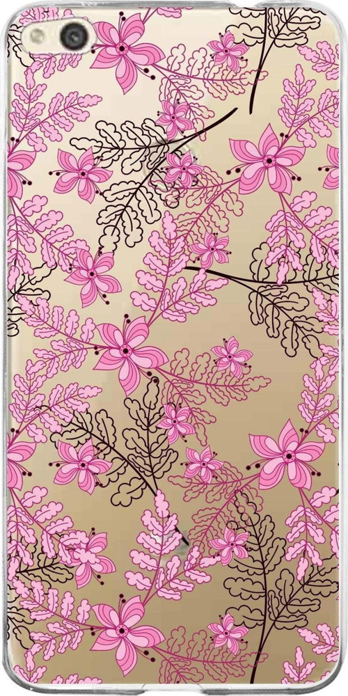 Huawei Gr3 2017 Uyumlu Kapak Floral Pembe Tasarımlı Şeffaf Silikon Kılıf