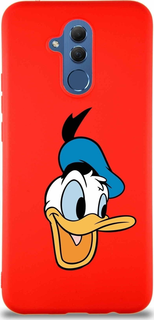 Huawei Mate 20 Lite Soft Premier Kapak Donald Duck-A Tasarımlı Silikon Kılıf - Kırmızı