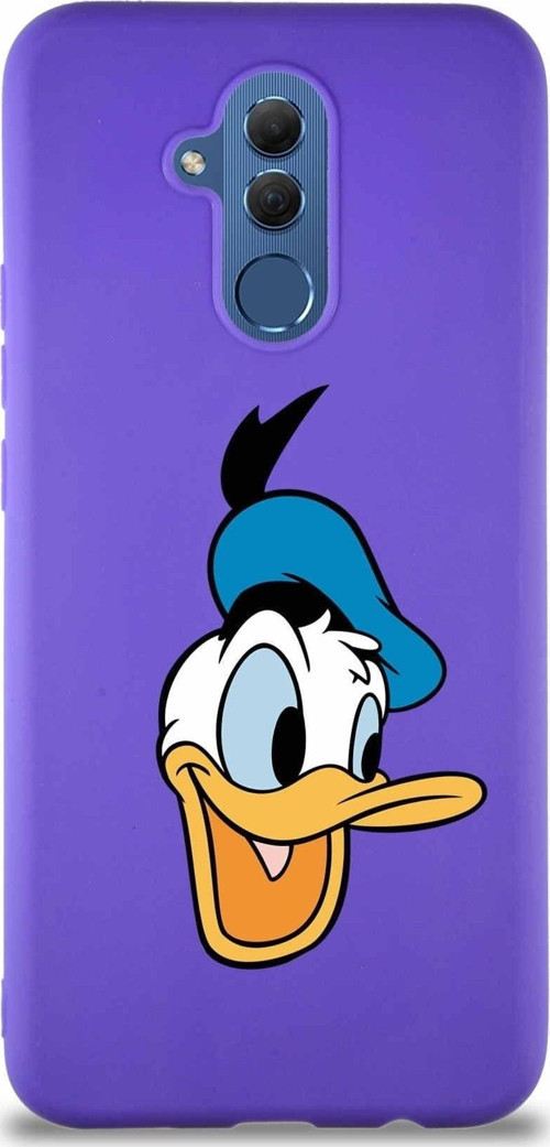 Huawei Mate 20 Lite Soft Premier Kapak Donald Duck-A Tasarımlı Silikon Kılıf - Mor
