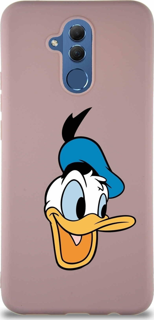 Huawei Mate 20 Lite Soft Premier Kapak Donald Duck-A Tasarımlı Silikon Kılıf - Pudra