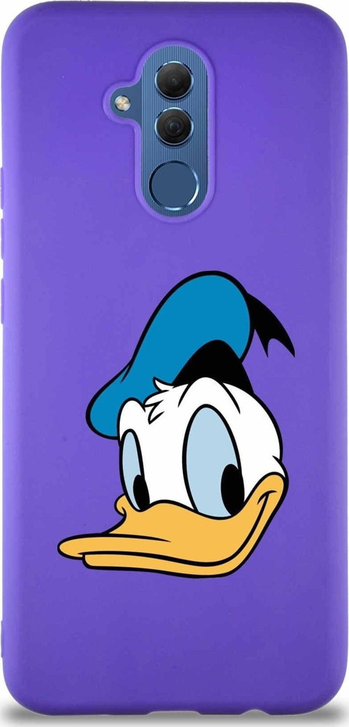 Huawei Mate 20 Lite Soft Premier Kapak Donald Duck-B Tasarımlı Silikon Kılıf - Mor
