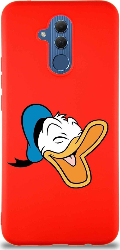 Huawei Mate 20 Lite Soft Premier Kapak Donald Duck-E Tasarımlı Silikon Kılıf - Kırmızı