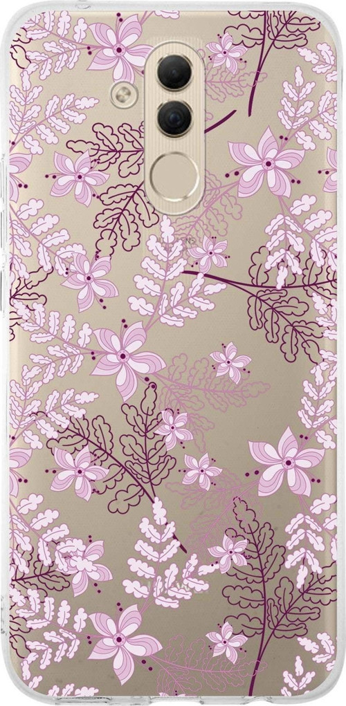 Huawei Mate 20 Lite Uyumlu Kapak Floral Pudra Tasarımlı Şeffaf Silikon Kılıf