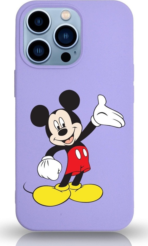 Iphone 13 Pro Max Uyumlu Lansman Kılıf Mickey Mouse Tasarımlı Altı Kapalı Içi Kadife Kaplı Kapak
