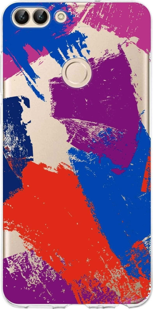 Huawei P Smart 2018 Uyumlu Kapak Brush Stroke Tasarımlı Şeffaf Silikon Kılıf