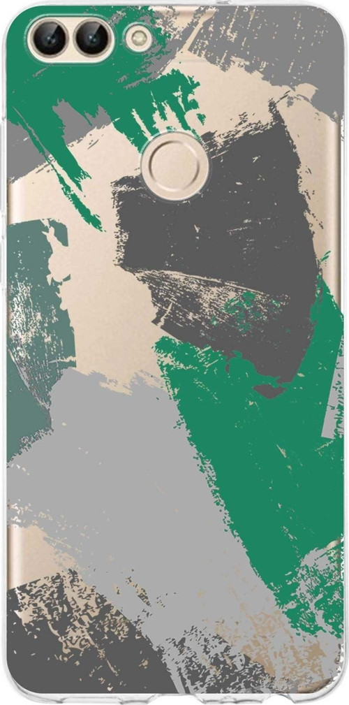 Huawei P Smart 2018 Uyumlu Kapak Brush Stroke Tasarımlı Şeffaf Silikon Kılıf