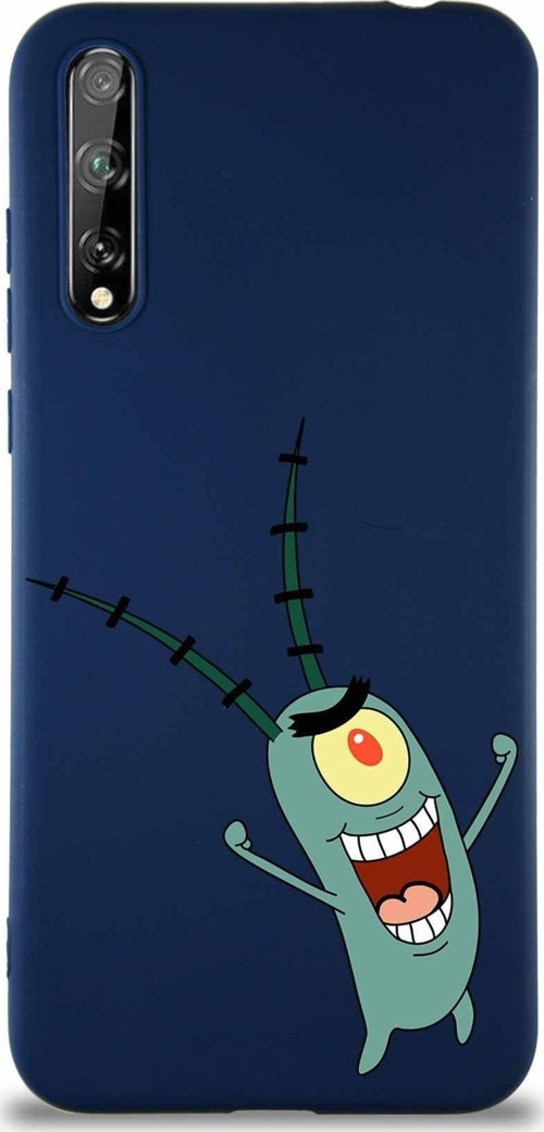 Huawei P Smart S Soft Premier Kapak Plankton Tasarımlı Silikon Kılıf - Lacivert