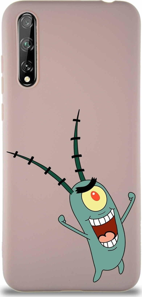 Huawei P Smart S Soft Premier Kapak Plankton Tasarımlı Silikon Kılıf - Pudra