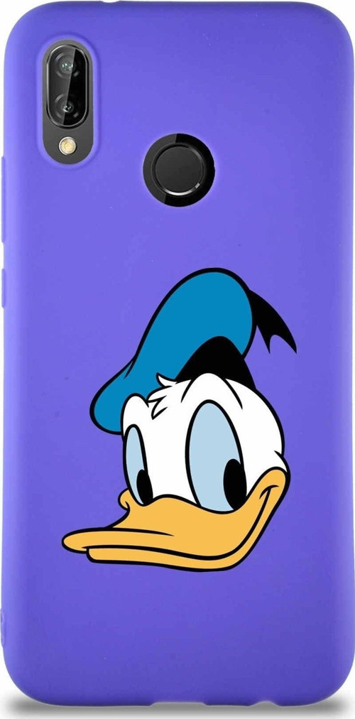 Huawei P20 Lite Soft Premier Kapak Donald Duck-B Tasarımlı Silikon Kılıf - Mor