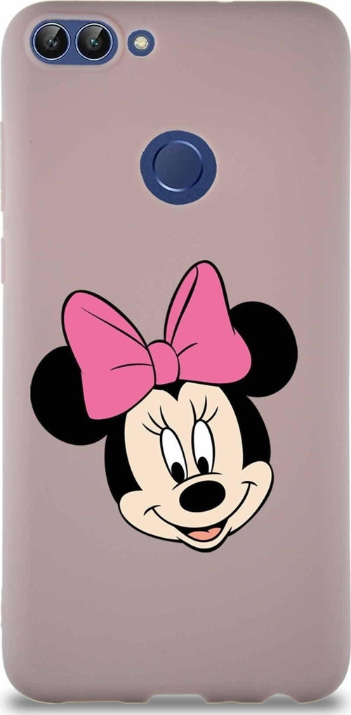 Huawei P Smart Soft Premier Kapak Minnie Mouse-C Tasarımlı Silikon Kılıf - Pudra