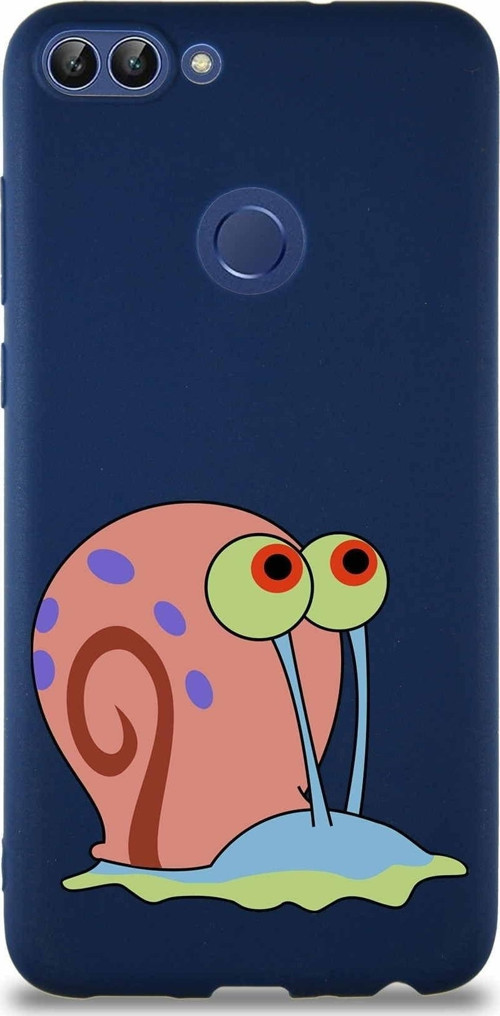 Huawei P Smart Soft Premier Kapak Salyangoz Gary Tasarımlı Silikon Kılıf - Lacivert