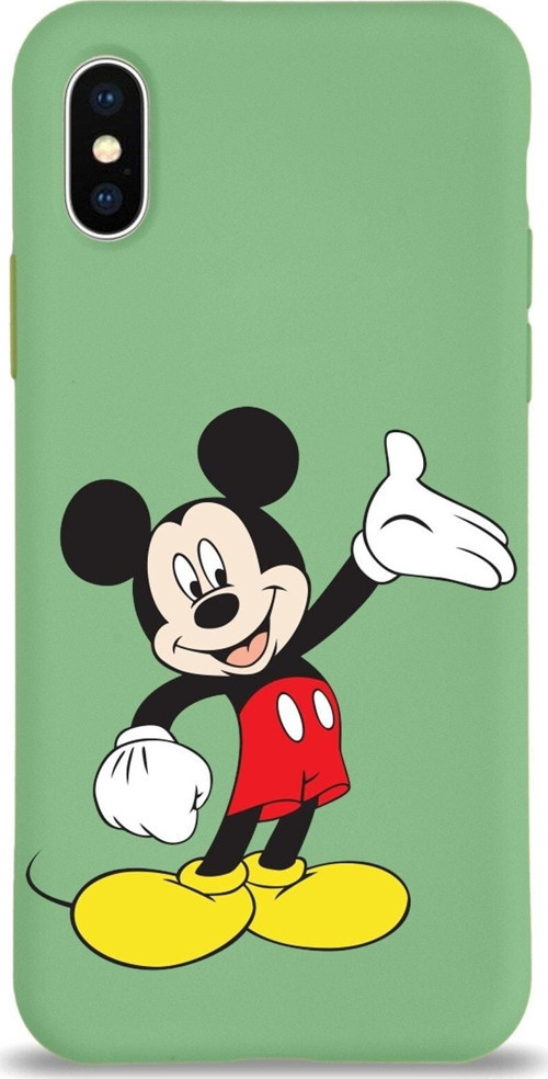 Iphone Xs Max Uyumlu Lansman Kılıf Mickey Mouse Tasarımlı Altı Kapalı Içi Kadife Kaplı Kapak