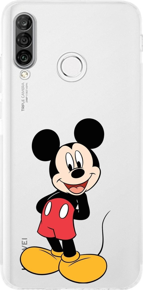 Huawei P30 Lite Kamera Korumalı Kapak Mickey Mouse Tasarımlı Şeffaf Kılıf