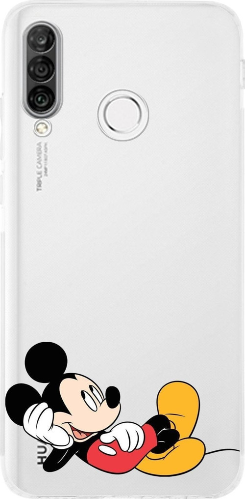 Huawei P30 Lite Kamera Korumalı Kapak Mickey Mouse Tasarımlı Şeffaf Kılıf