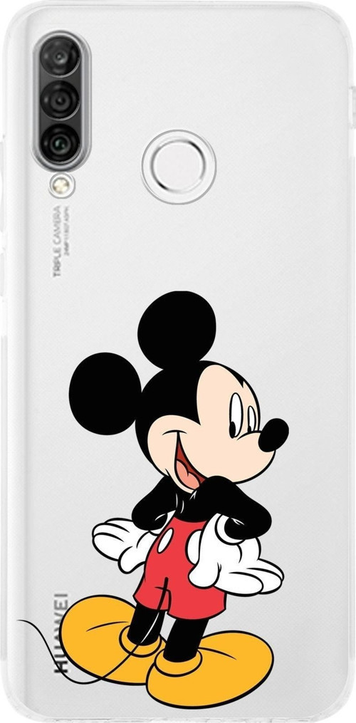 Huawei P30 Lite Kamera Korumalı Kapak Mickey Mouse Tasarımlı Şeffaf Kılıf