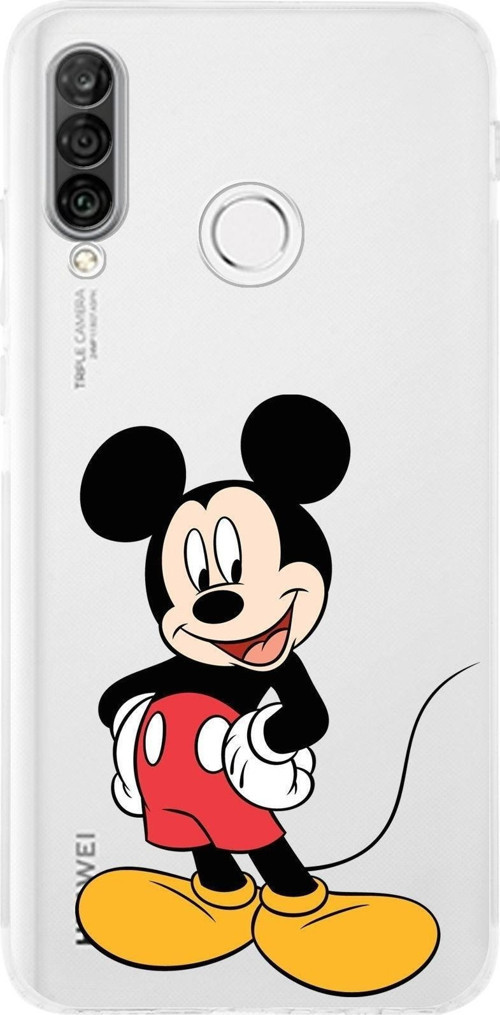 Huawei P30 Lite Kamera Korumalı Kapak Mickey Mouse Tasarımlı Şeffaf Kılıf