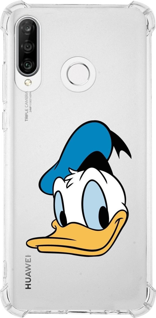 Huawei P30 Lite Köşe Korumalı Antişok Kapak Donald Duck Tasarımlı Şeffaf Kılıf