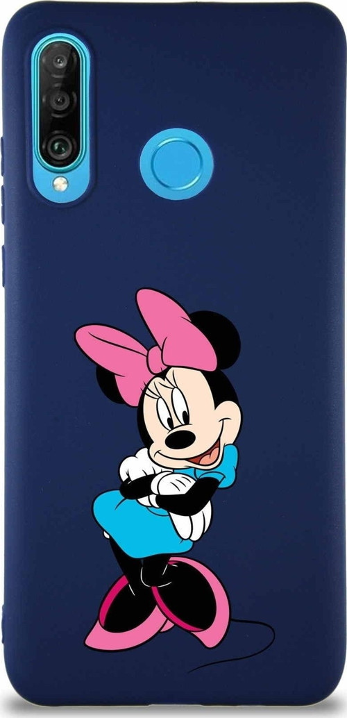 Huawei P30 Lite Soft Premier Kapak Minnie Mouse-D Tasarımlı Silikon Kılıf - Lacivert