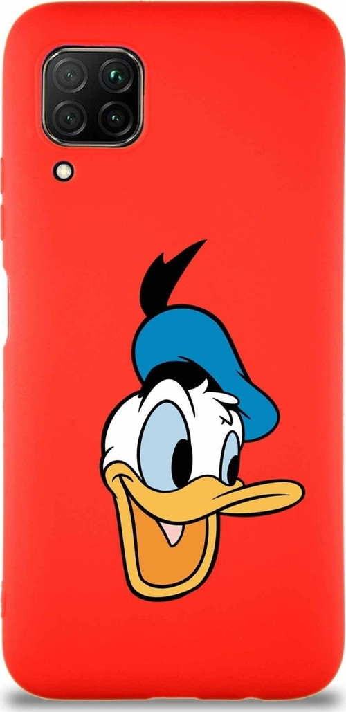 Huawei P40 Lite Soft Premier Kapak Donald Duck-A Tasarımlı Silikon Kılıf - Kırmızı