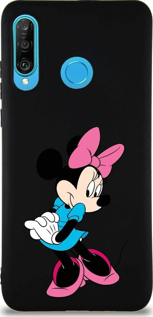 Huawei P30 Lite Soft Premier Kapak Minnie Mouse-F Tasarımlı Silikon Kılıf - Siyah