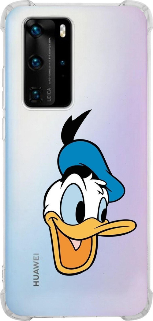 Huawei P40 Pro Köşe Korumalı Antişok Kapak Donald Duck Tasarımlı Şeffaf Kılıf