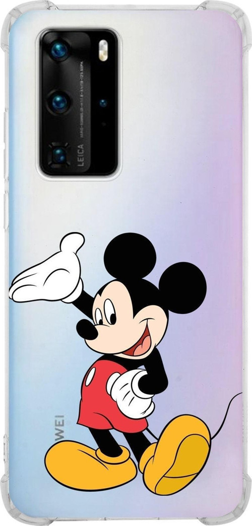 Huawei P40 Pro Köşe Korumalı Antişok Kapak Mickey Mouse Tasarımlı Şeffaf Kılıf