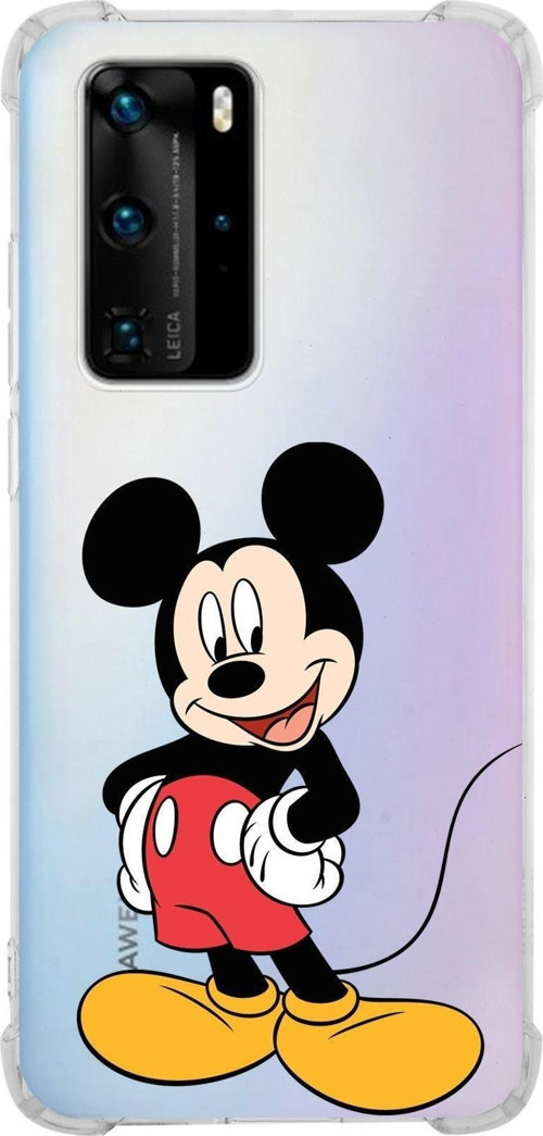 Huawei P40 Pro Köşe Korumalı Antişok Kapak Mickey Mouse Tasarımlı Şeffaf Kılıf