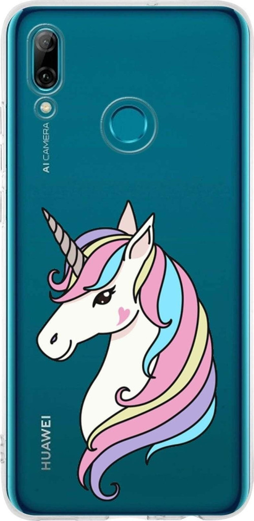 Huawei P Smart 2019 Uyumlu Kapak Unicorn Tasarımlı Şeffaf Silikon Kılıf