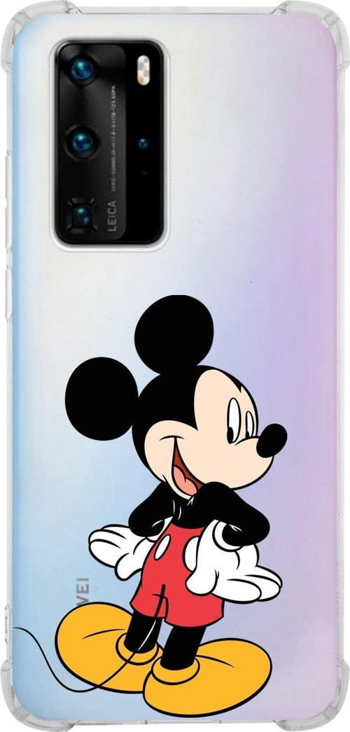 Huawei P40 Pro Köşe Korumalı Antişok Kapak Mickey Mouse Tasarımlı Şeffaf Kılıf