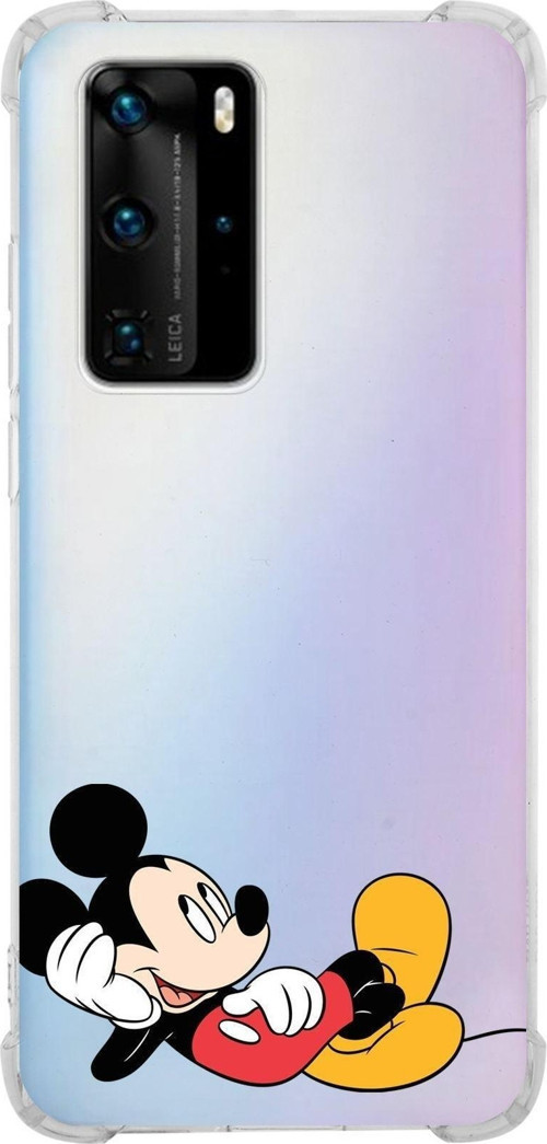 Huawei P40 Pro Köşe Korumalı Antişok Kapak Mickey Mouse Tasarımlı Şeffaf Kılıf