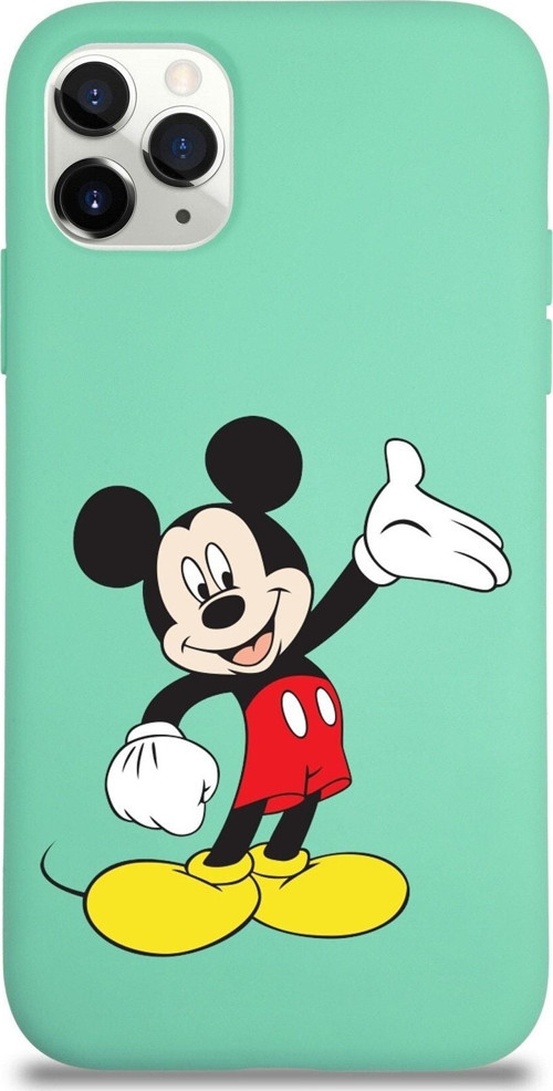 Iphone 11 Pro Max Lansman Kılıf Mickey Mouse Tasarımlı Altı Kapalı Içi Kadife Kaplı Kapak