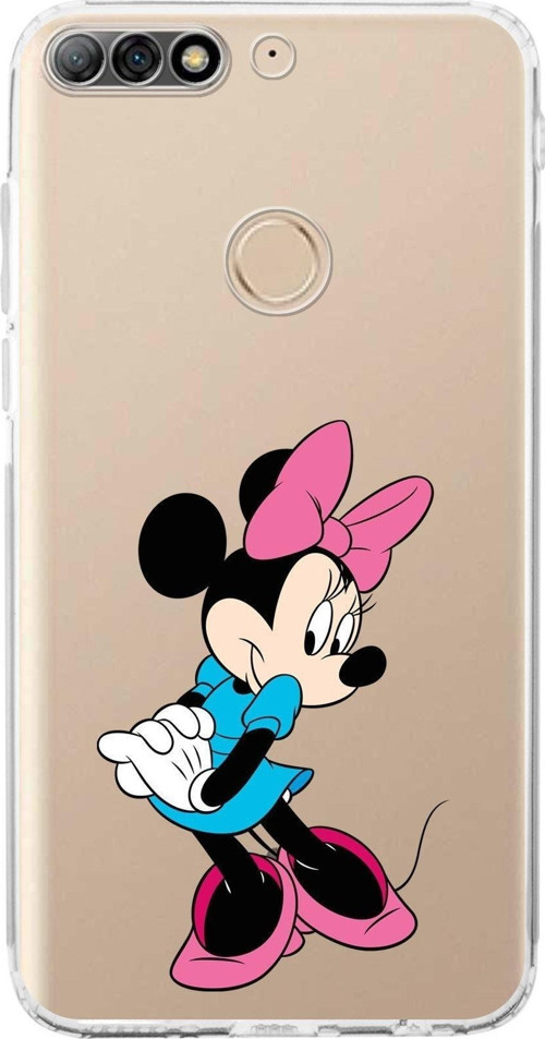 Huawei Y7 2018 Kamera Korumalı Kapak Minnie Mouse Tasarımlı Şeffaf Kılıf