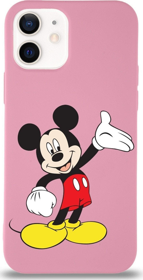 Apple Iphone 12 Uyumlu Lansman Kılıf Mickey Mouse Tasarımlı Altı Kapalı Içi Kadife Kaplı Kapak