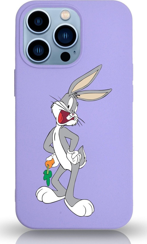 Iphone 13 Pro Max Lansman Kılıf Bugs Bunny Tasarımlı Altı Kapalı Içi Kadife Kaplı Kapak