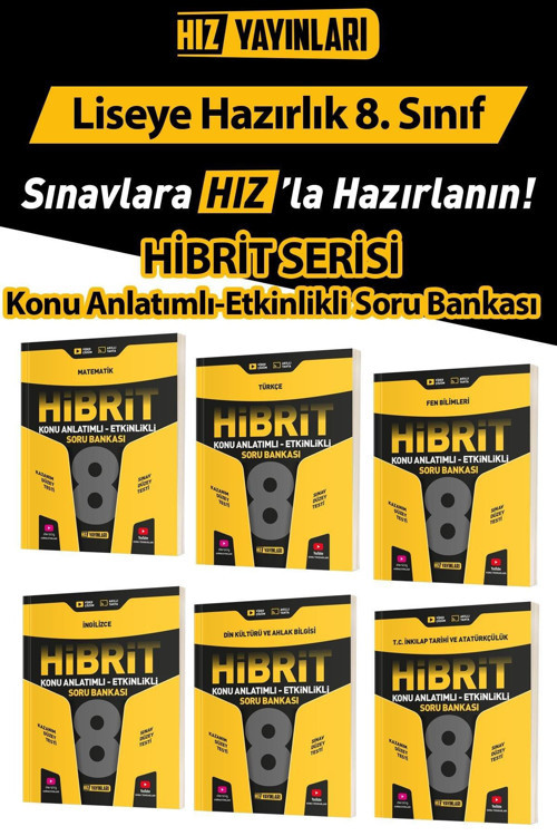 HIZ YAYINLARI 8.SINIF TÜM DERSLER HİBRİT SORU BANKASI SETİ 6 KİTAP