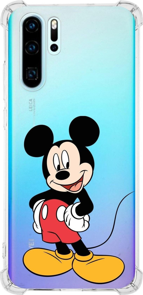 Huawei P30 Pro Köşe Korumalı Antişok Kapak Mickey Mouse Tasarımlı Şeffaf Kılıf