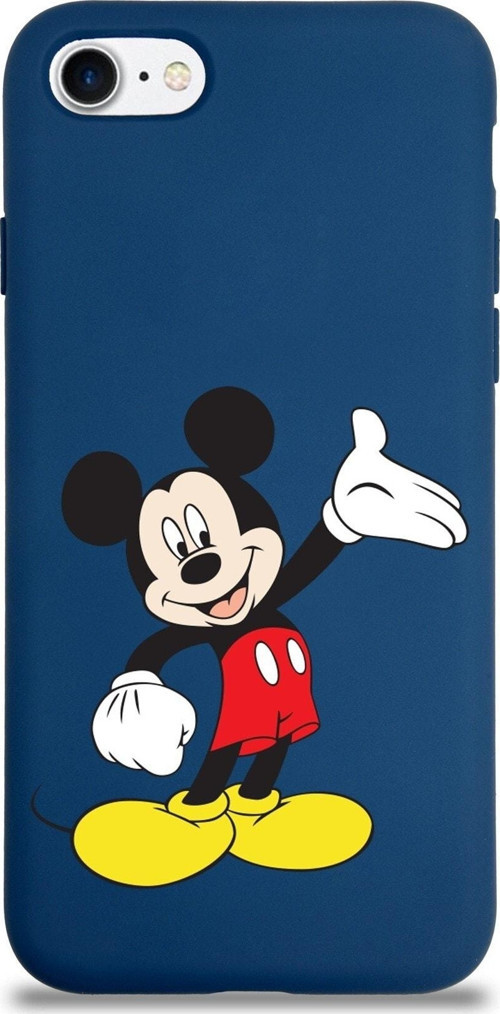 Iphone 8 Uyumlu Lansman Kılıf Mickey Mouse Tasarımlı Altı Kapalı Içi Kadife Kaplı Kapak