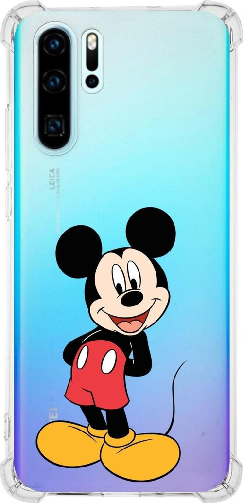 Huawei P30 Pro Köşe Korumalı Antişok Kapak Mickey Mouse Tasarımlı Şeffaf Kılıf