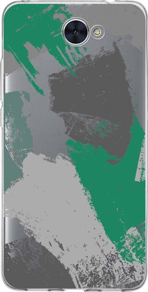 Huawei Y7 Uyumlu Kapak Brush Stroke Tasarımlı Şeffaf Silikon Kılıf