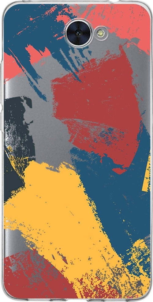 Huawei Y7 Uyumlu Kapak Brush Stroke Tasarımlı Şeffaf Silikon Kılıf