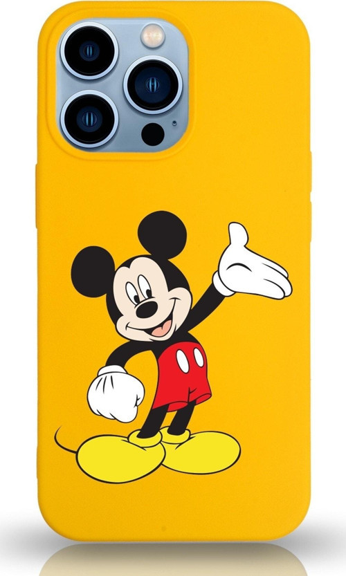 Iphone 13 Pro Max Uyumlu Lansman Kılıf Mickey Mouse Tasarımlı Altı Kapalı Içi Kadife Kaplı Kapak