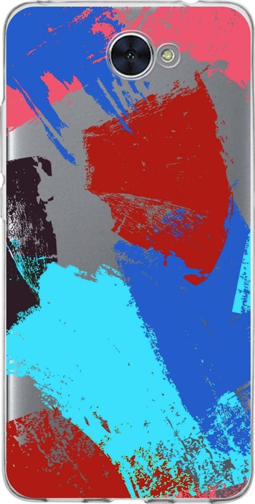 Huawei Y7 Uyumlu Kapak Brush Stroke Tasarımlı Şeffaf Silikon Kılıf